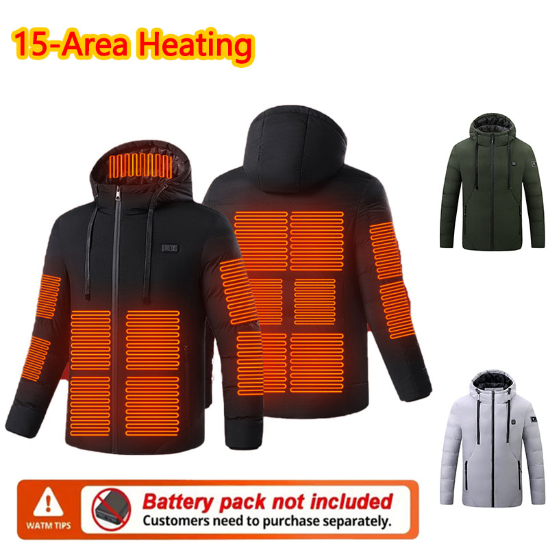 Outdoor Sport Coat - 15-gebied verwarmde winterjas met capuchon Heren